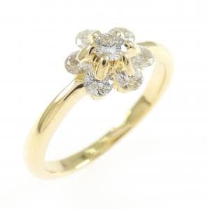 K18YG フラワー ダイヤモンド リング 0.50CT