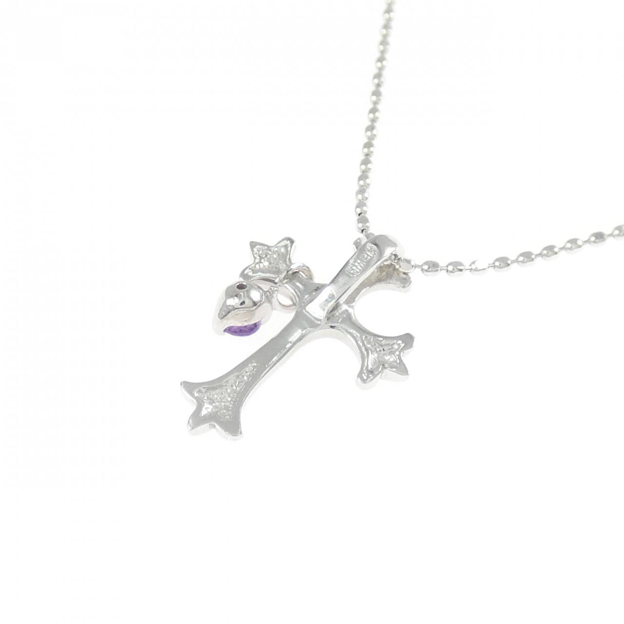 K18WG クロス アメジスト ネックレス