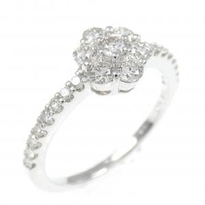K18WG フラワー ダイヤモンド リング 0.50CT