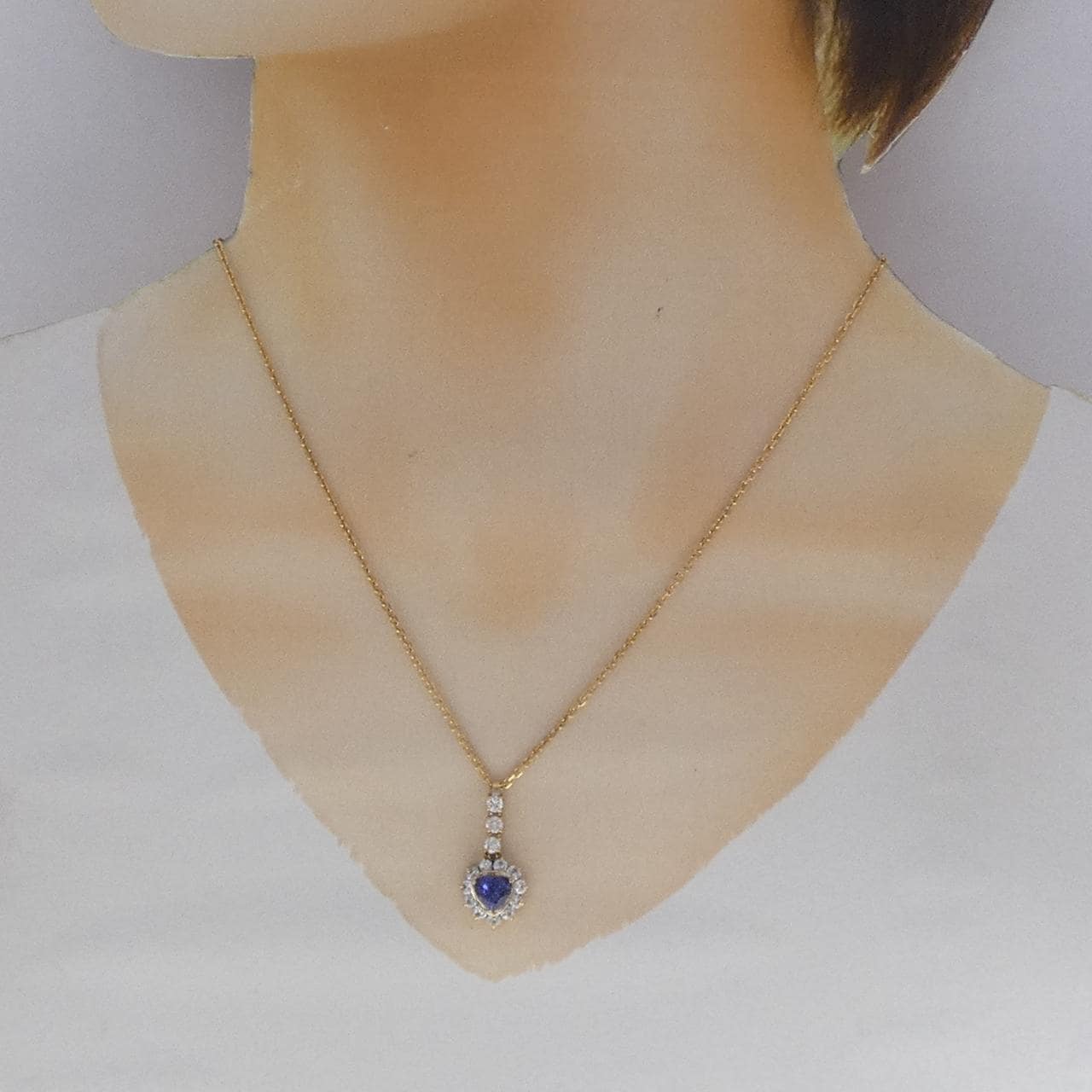 K18YG ハート サファイヤ ネックレス 1.84CT