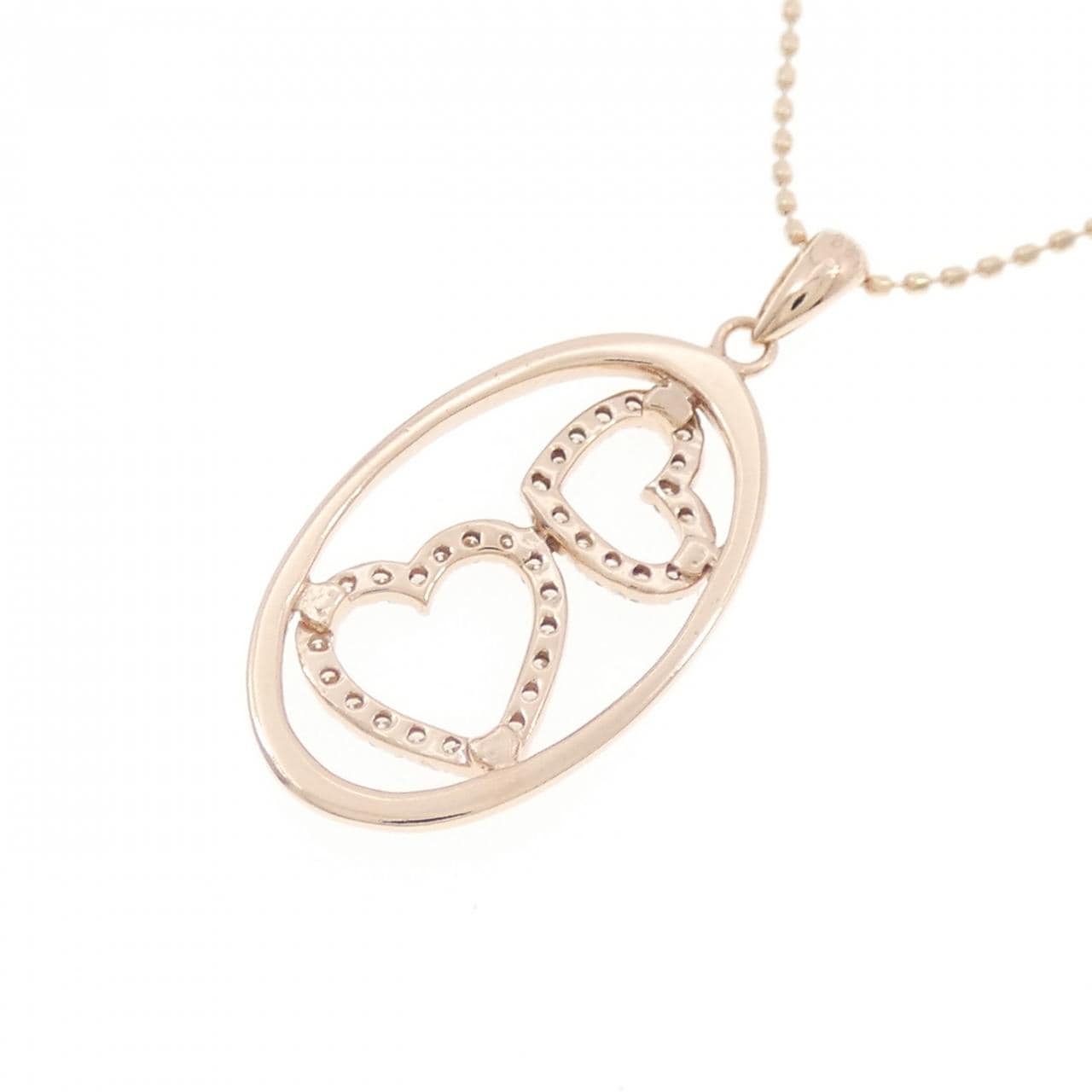 K10PG ハート ダイヤモンド ネックレス 0.18CT