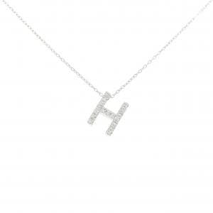 K18WG イニシャルH ダイヤモンド ネックレス 0.17CT