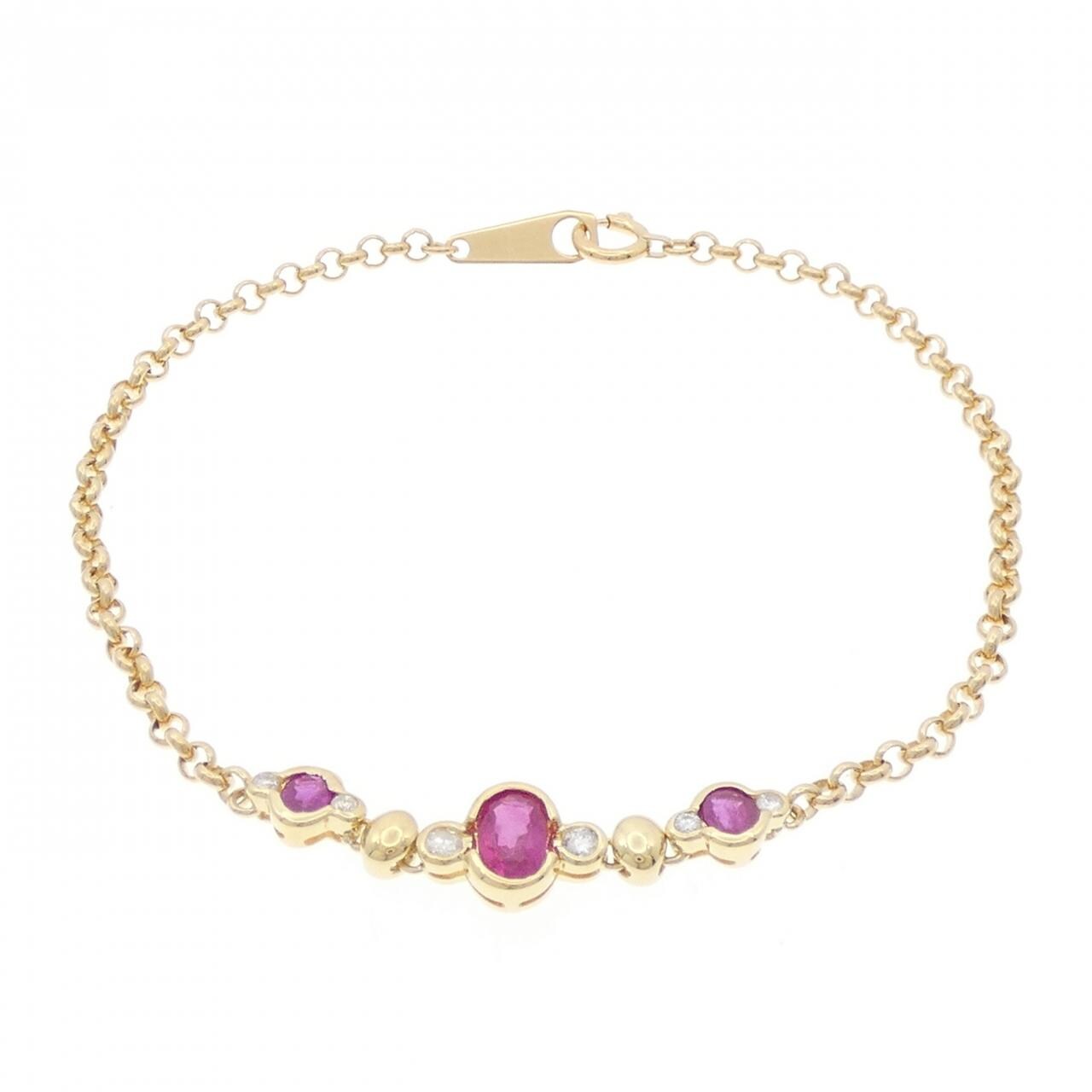 K18YG ルビー ブレスレット 1.21CT