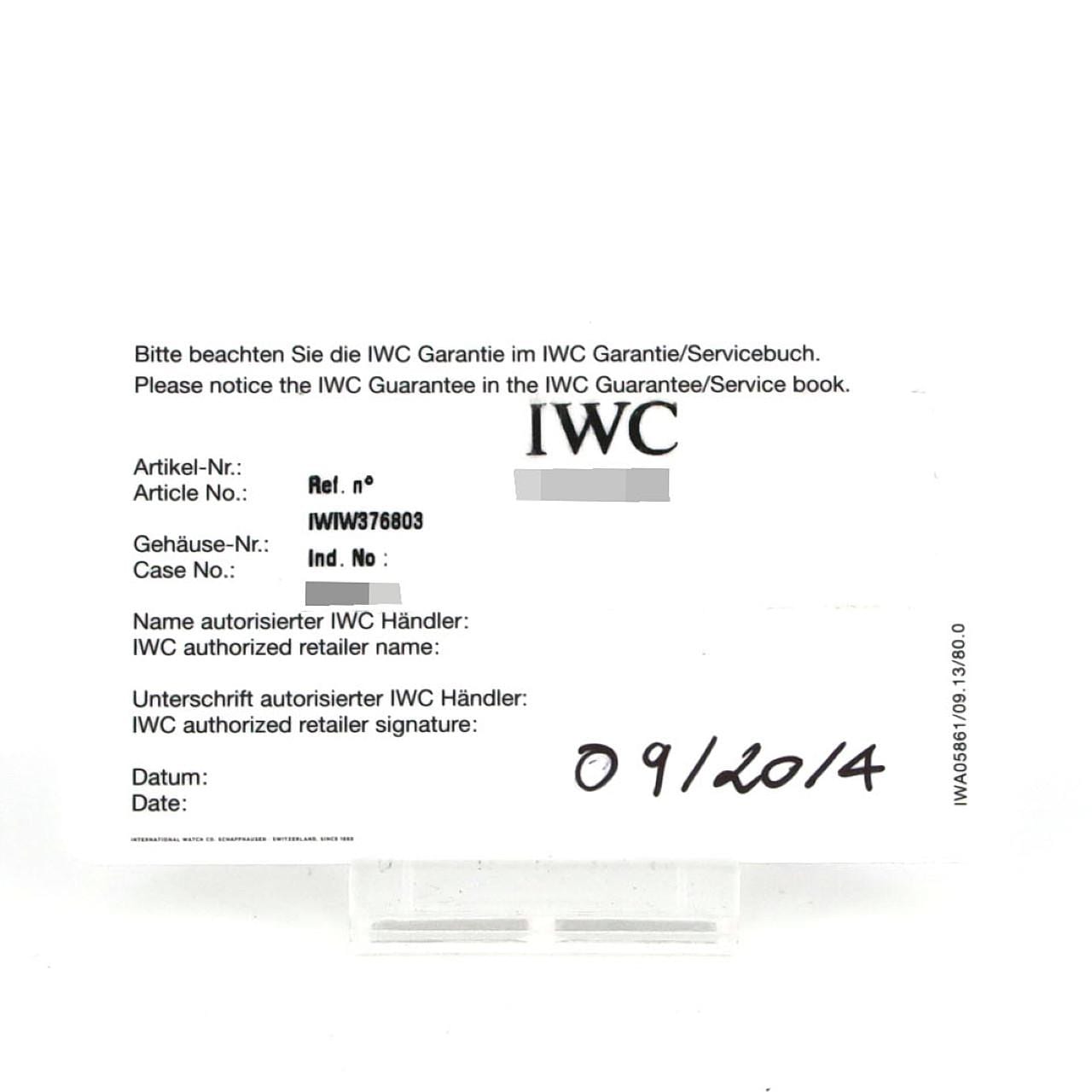 【ノーメンテナンス還元価格】IWC アクアタイマークロノグラフ IW376803 SS 自動巻