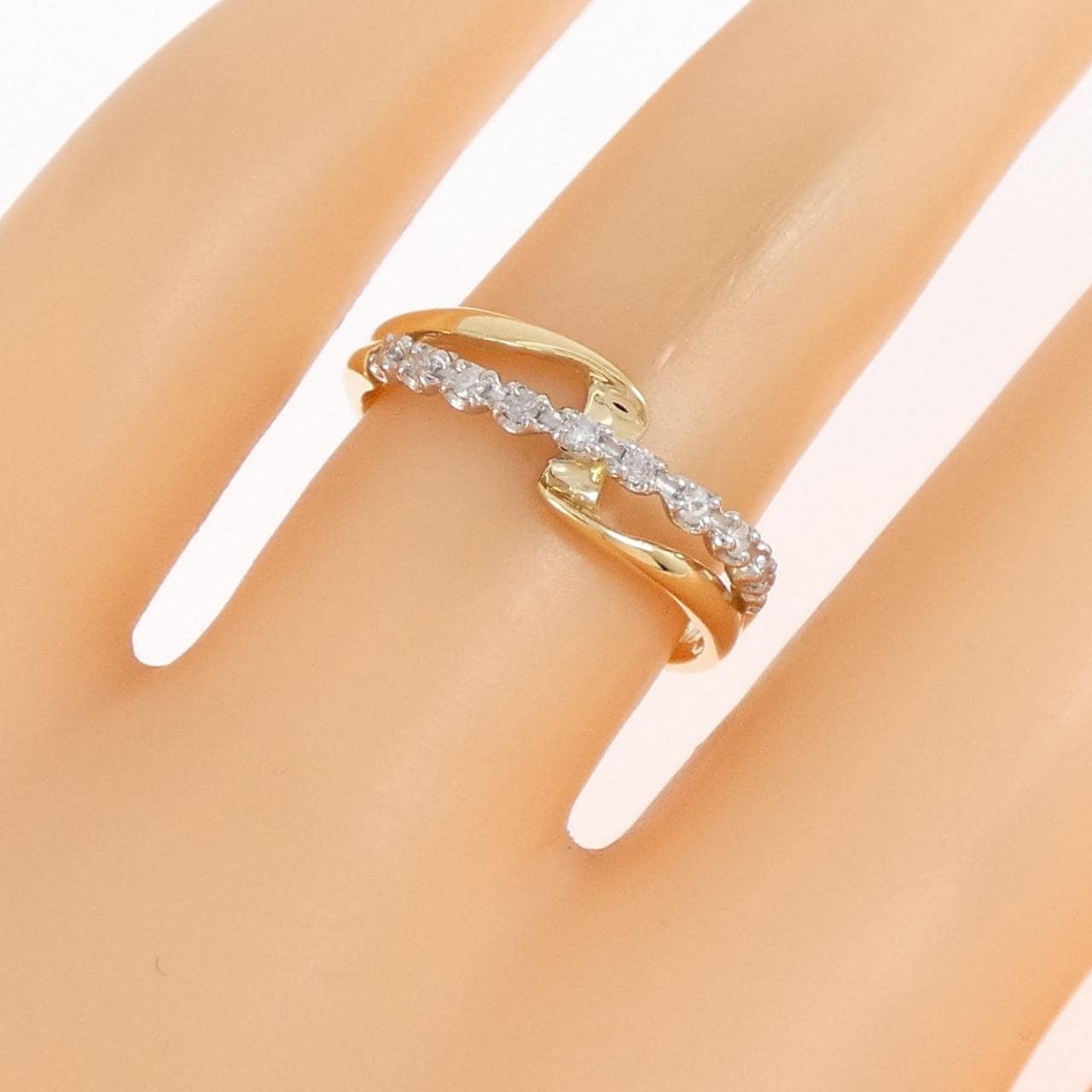 K18YG/PT900 ダイヤモンド リング 0.10CT