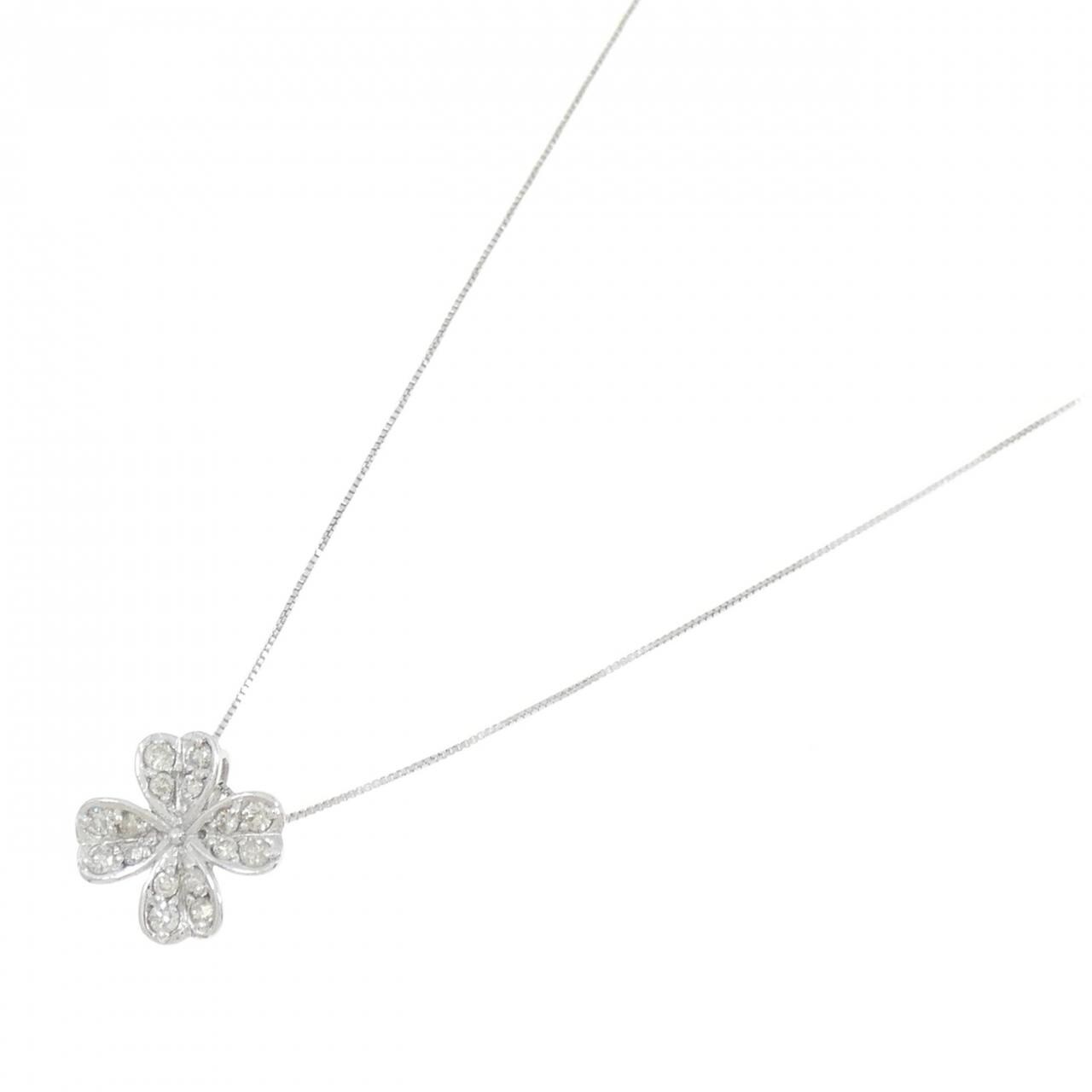 K18WG クローバー ダイヤモンド ネックレス 0.20CT