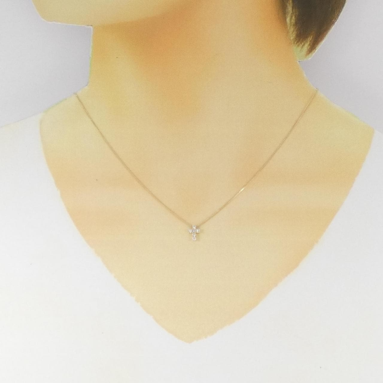 K18YG Cross Diamond Necklace 0.13CT