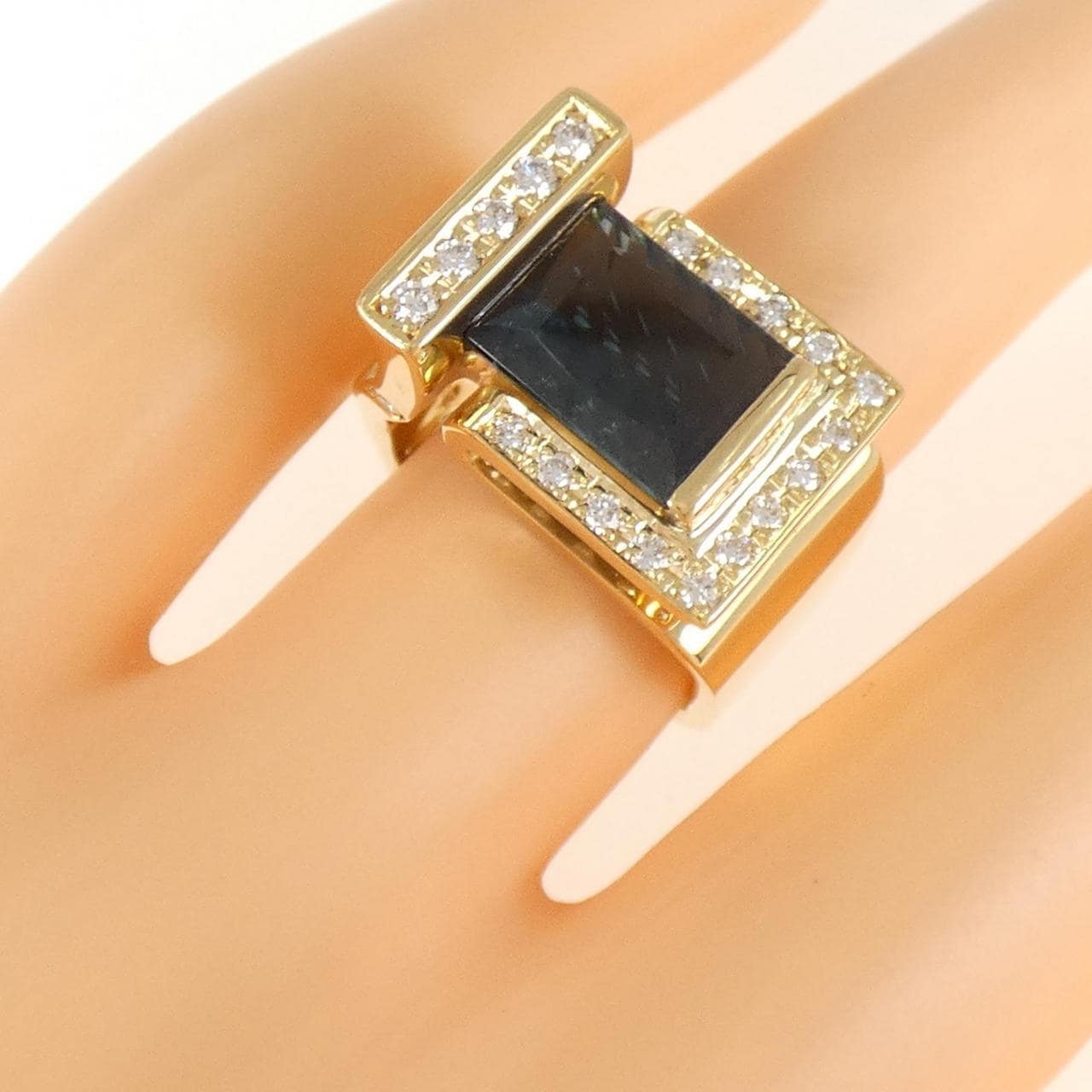 K18YG トルマリン リング 3.18CT