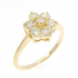 K18YG フラワー ダイヤモンド リング 0.50CT