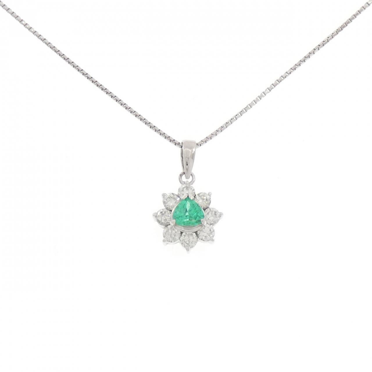 PT900/PT850 エメラルド ネックレス 0.40CT