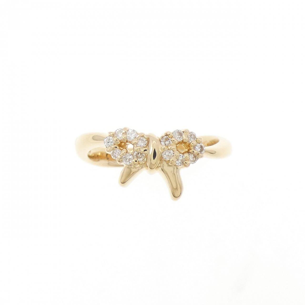 K18YG リボン ダイヤモンド ピンキー リング 0.09CT