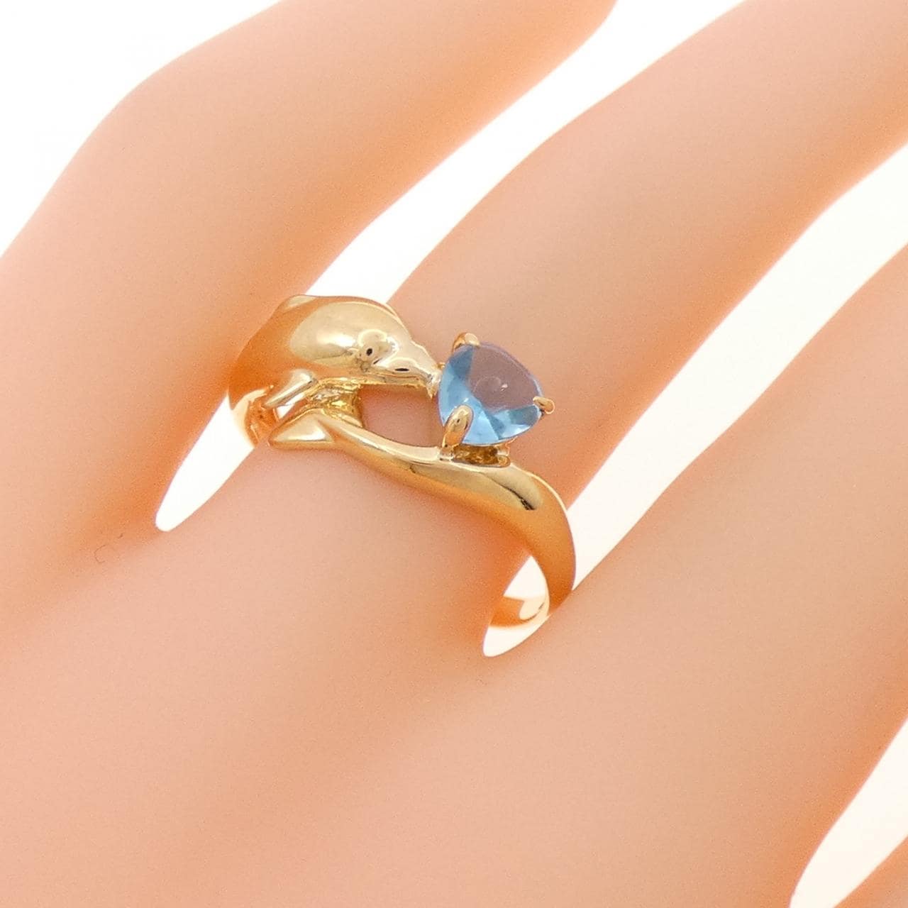 K18YG ドルフィン ブルートパーズ リング