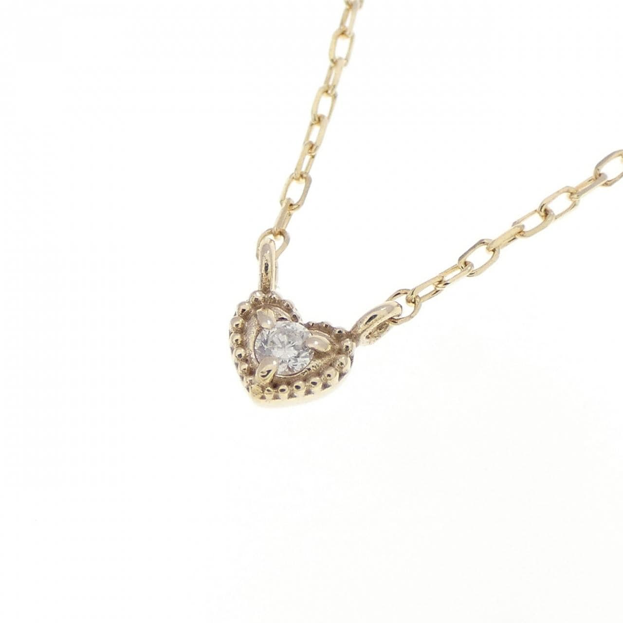 K10YG ハート ダイヤモンド ネックレス 0.01CT