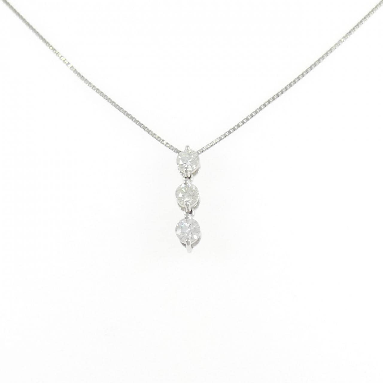 PT900/PT850スリーストーン  ダイヤモンド ネックレス 0.50CT