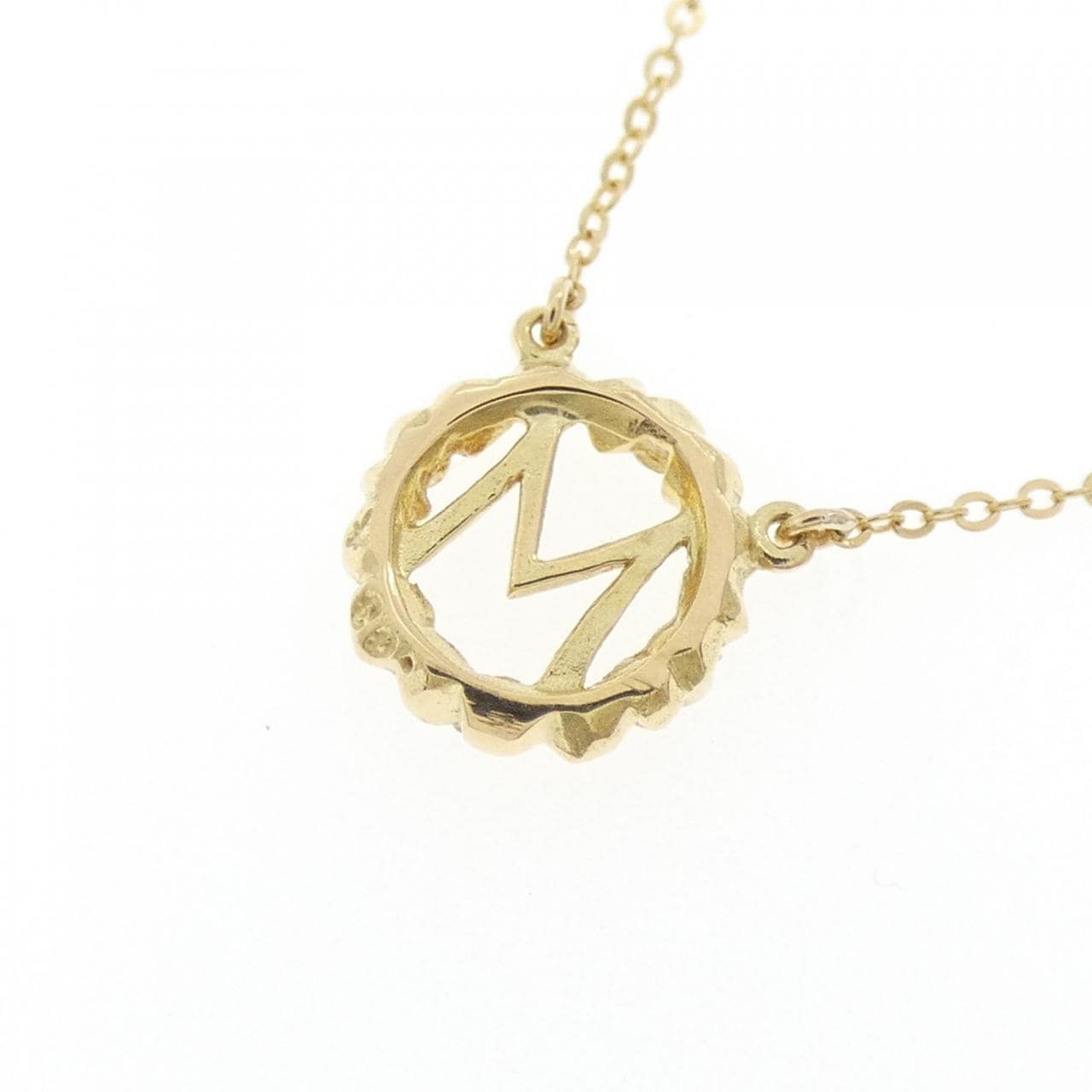 K18YG イニシャルM ダイヤモンド ネックレス 0.03CT