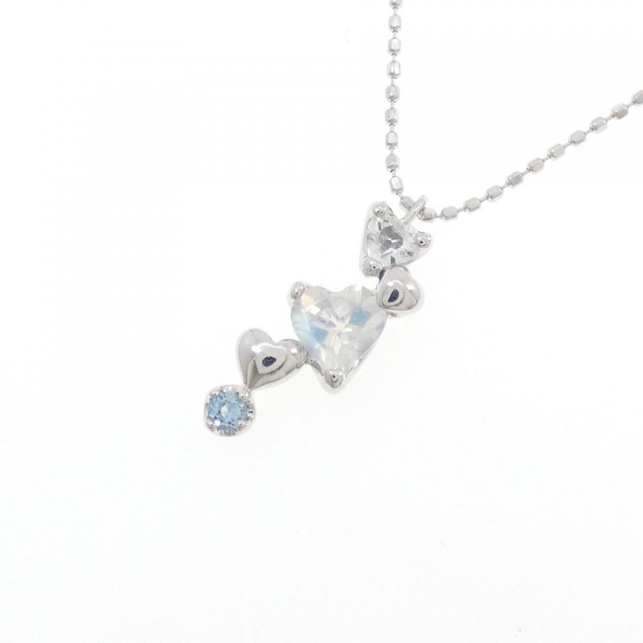 K18WG ハート ムーンストーン ネックレス 0.31CT