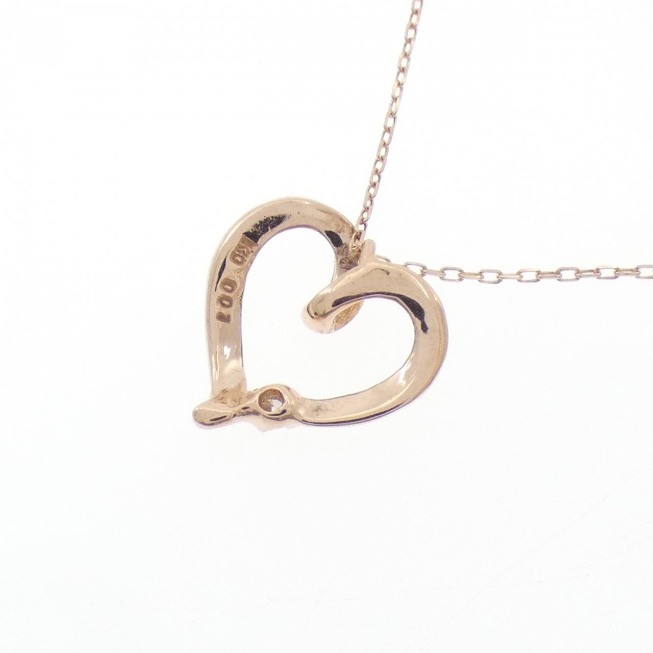 K10PG ハート ダイヤモンド ネックレス 0.01CT