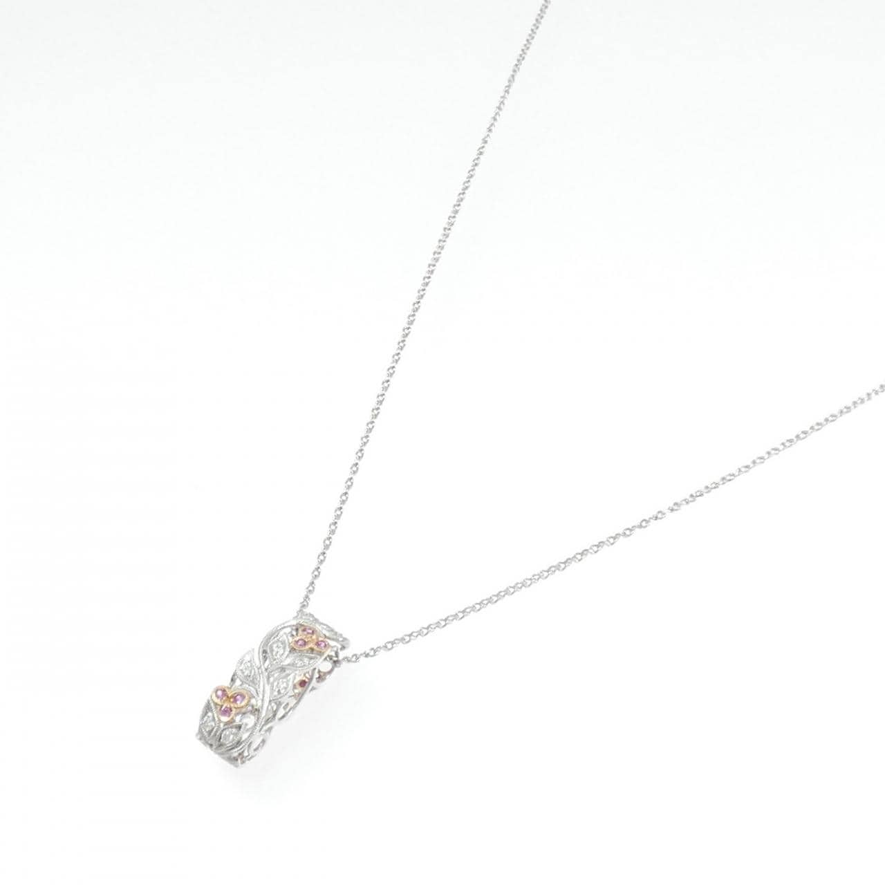 750WG/750PG/K18WG サファイヤ ネックレス 0.09CT