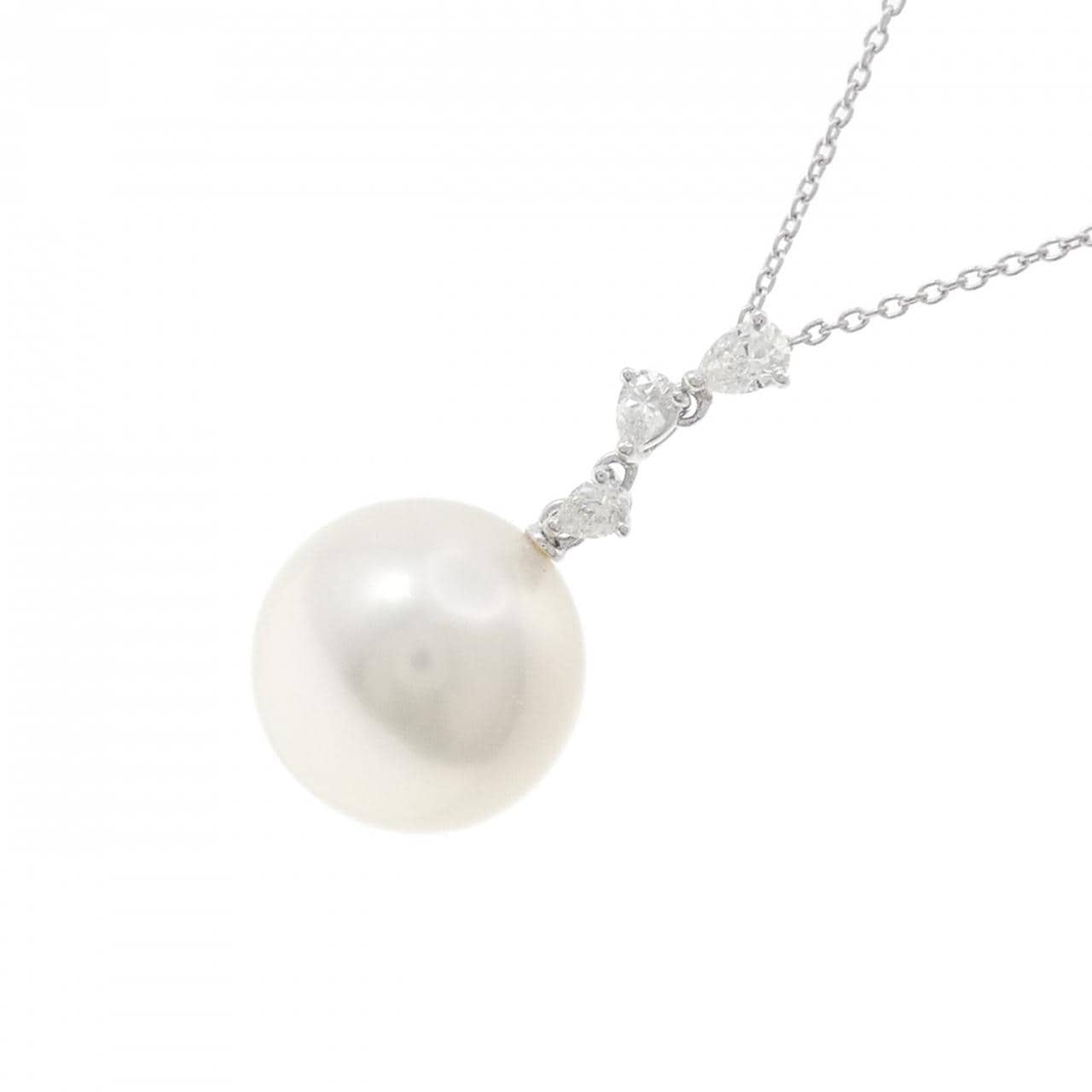 K18WG 白蝶パール ネックレス 13.5mm