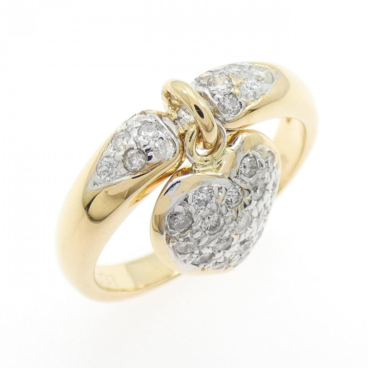 K18YG/K18WG ハート パヴェ ダイヤモンド リング 0.37CT