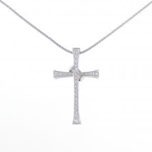 K18WG クロス ダイヤモンド ネックレス 0.45CT