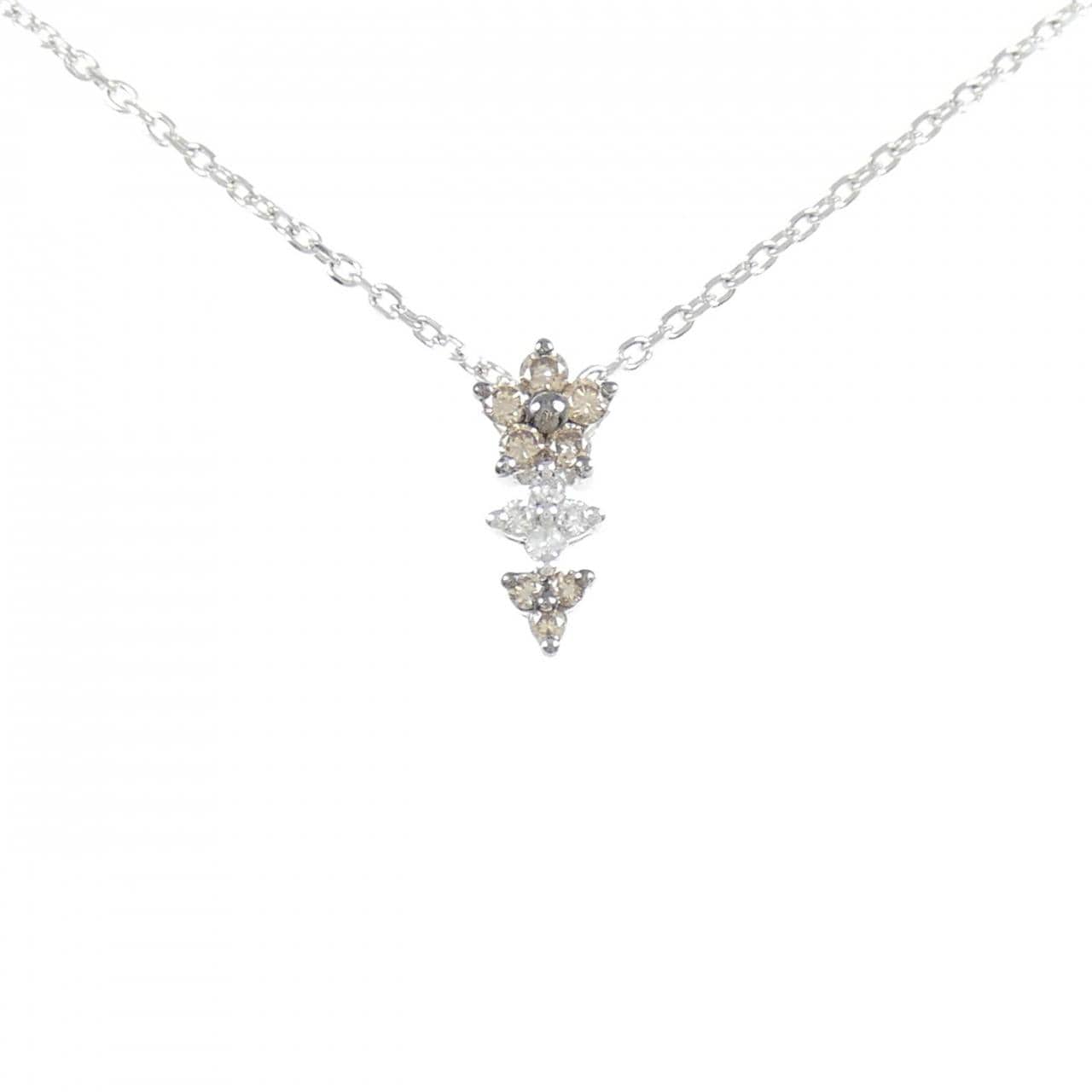 K18WG 花鑽石項鍊 0.18CT