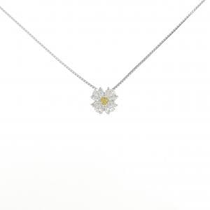 PT900/K18WG フラワー ダイヤモンド ネックレス 0.74CT