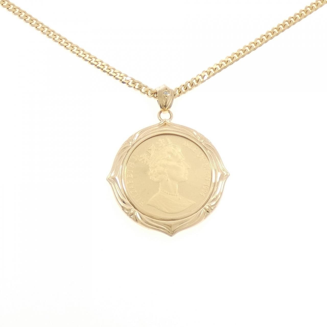 K18YG枠 ダイヤモンド コイン ネックレス 0.02CT