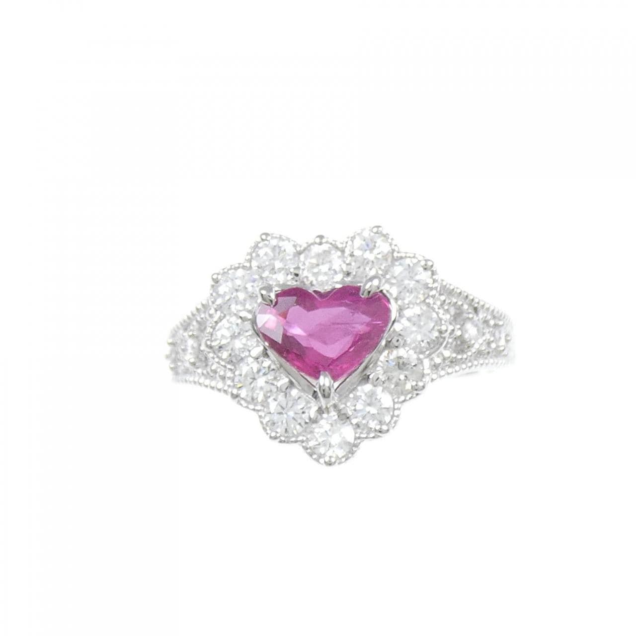 PT Heart Ruby Ring 1.075CT