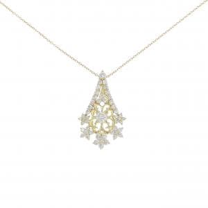 K18YG フラワー ダイヤモンド ネックレス 0.23CT