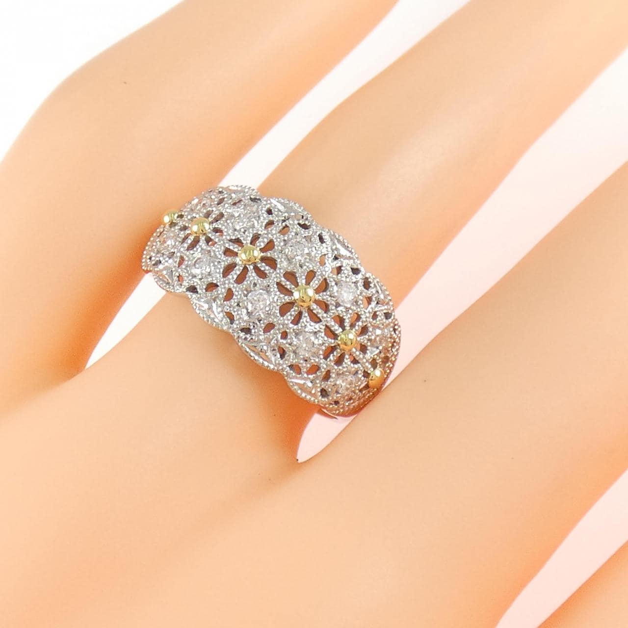 PT900/K18YG ダイヤモンド リング 0.18CT
