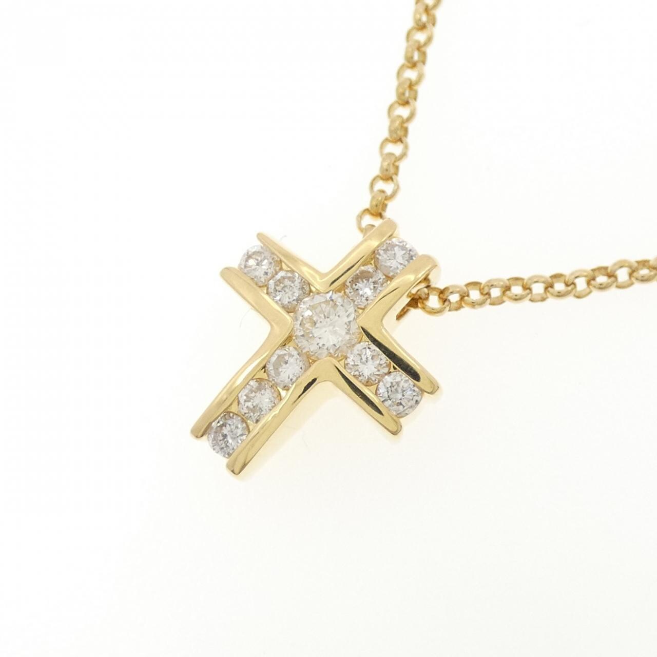 K18YG クロス ダイヤモンド ネックレス 0.45CT