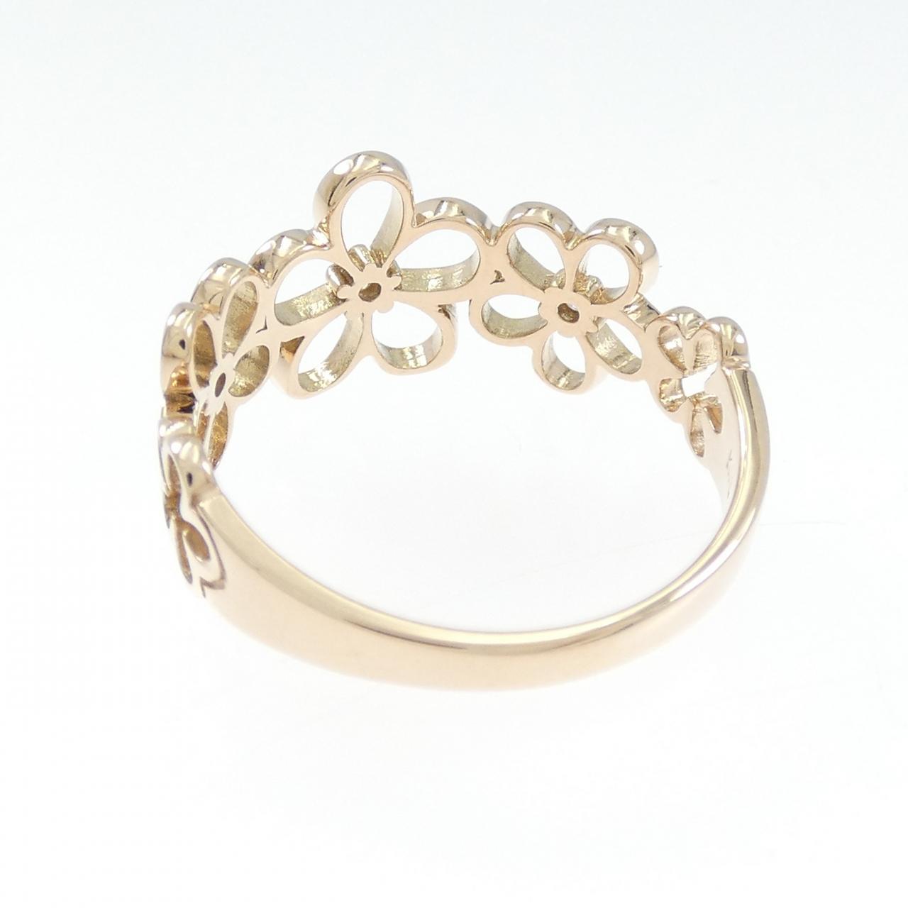 K18PG フラワー ダイヤモンド リング 0.04CT