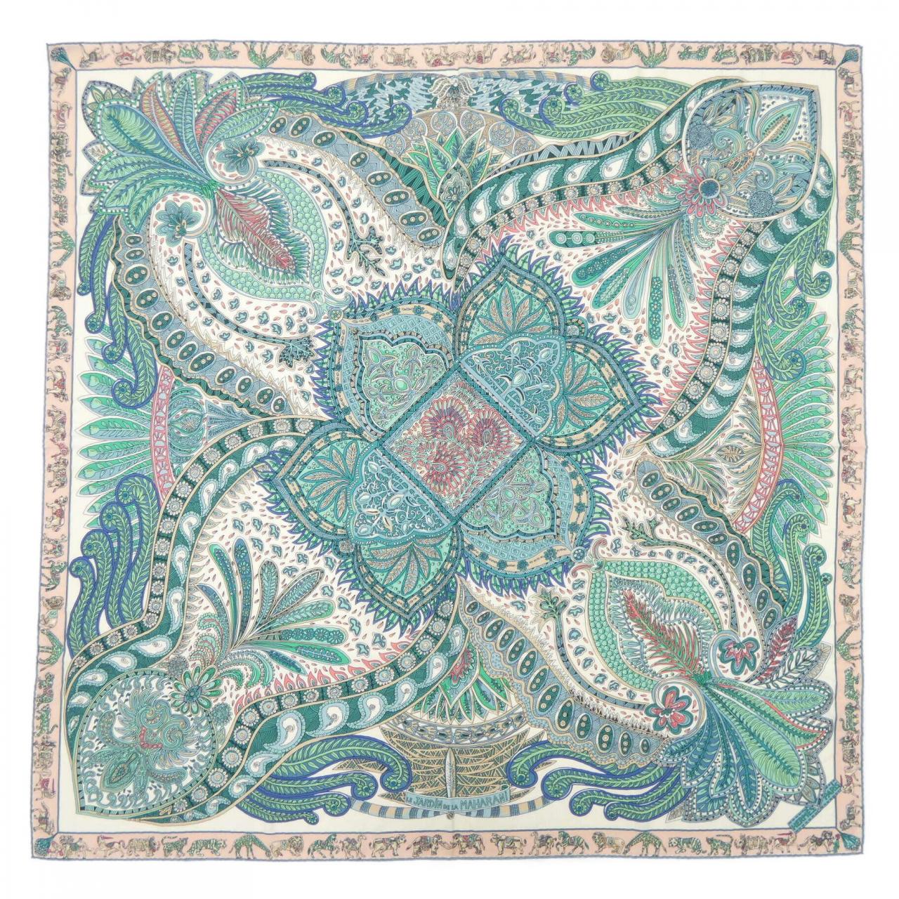 エルメス HERMES LE JARDIN DE LA MAHARANI カレジェアン140. ショール