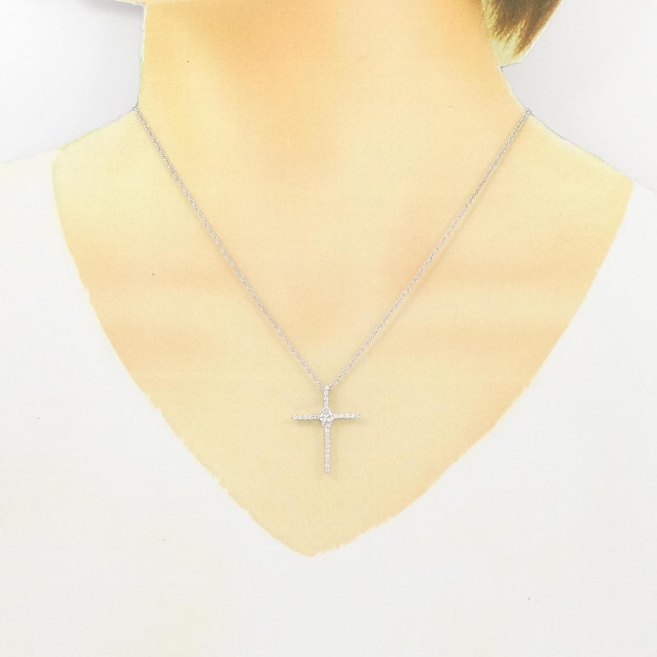 PT/K18WG クロス ダイヤモンド ネックレス 0.310CT