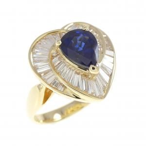 K18YG ハート サファイヤ リング 1.32CT