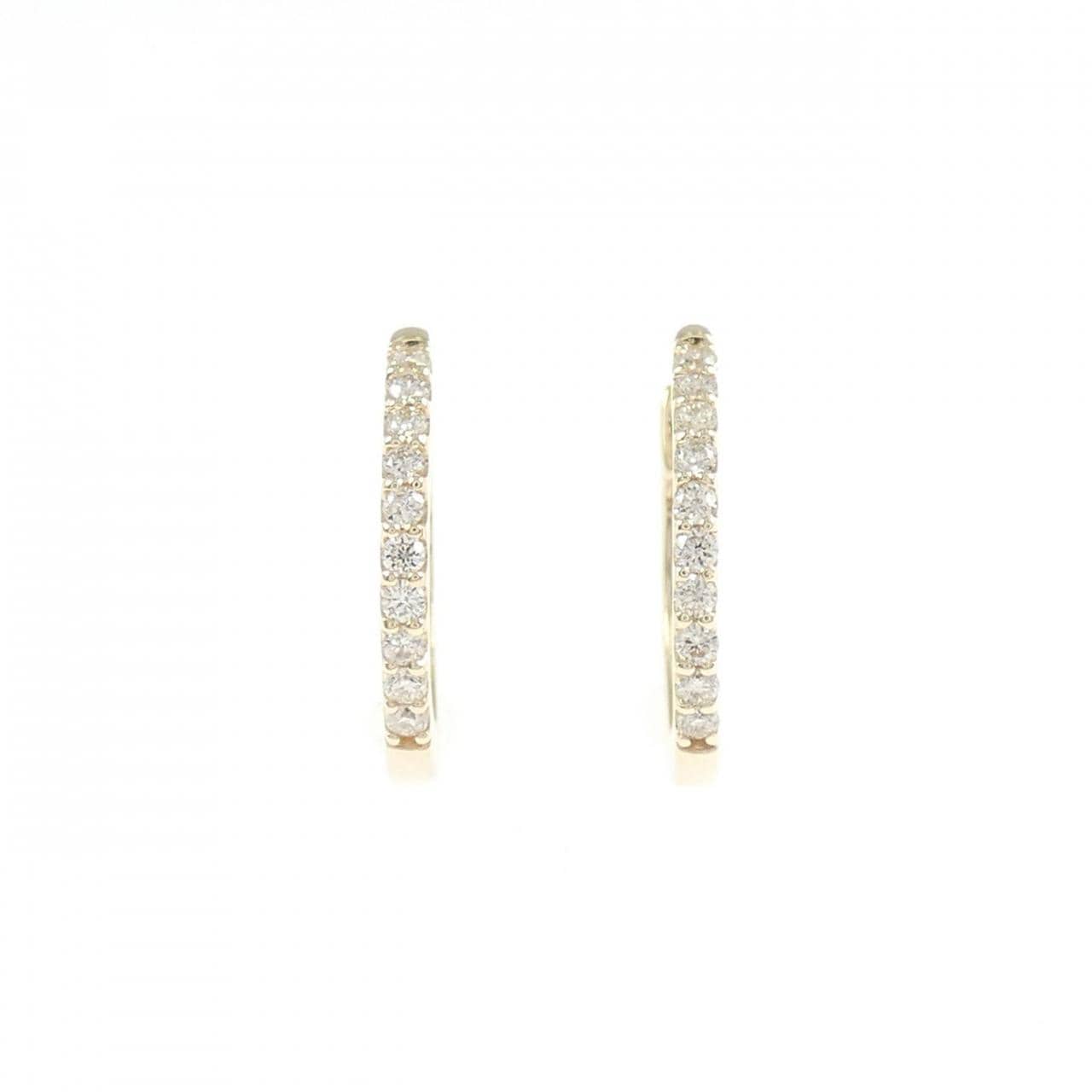 K10YG ダイヤモンド フープ ピアス 0.14CT