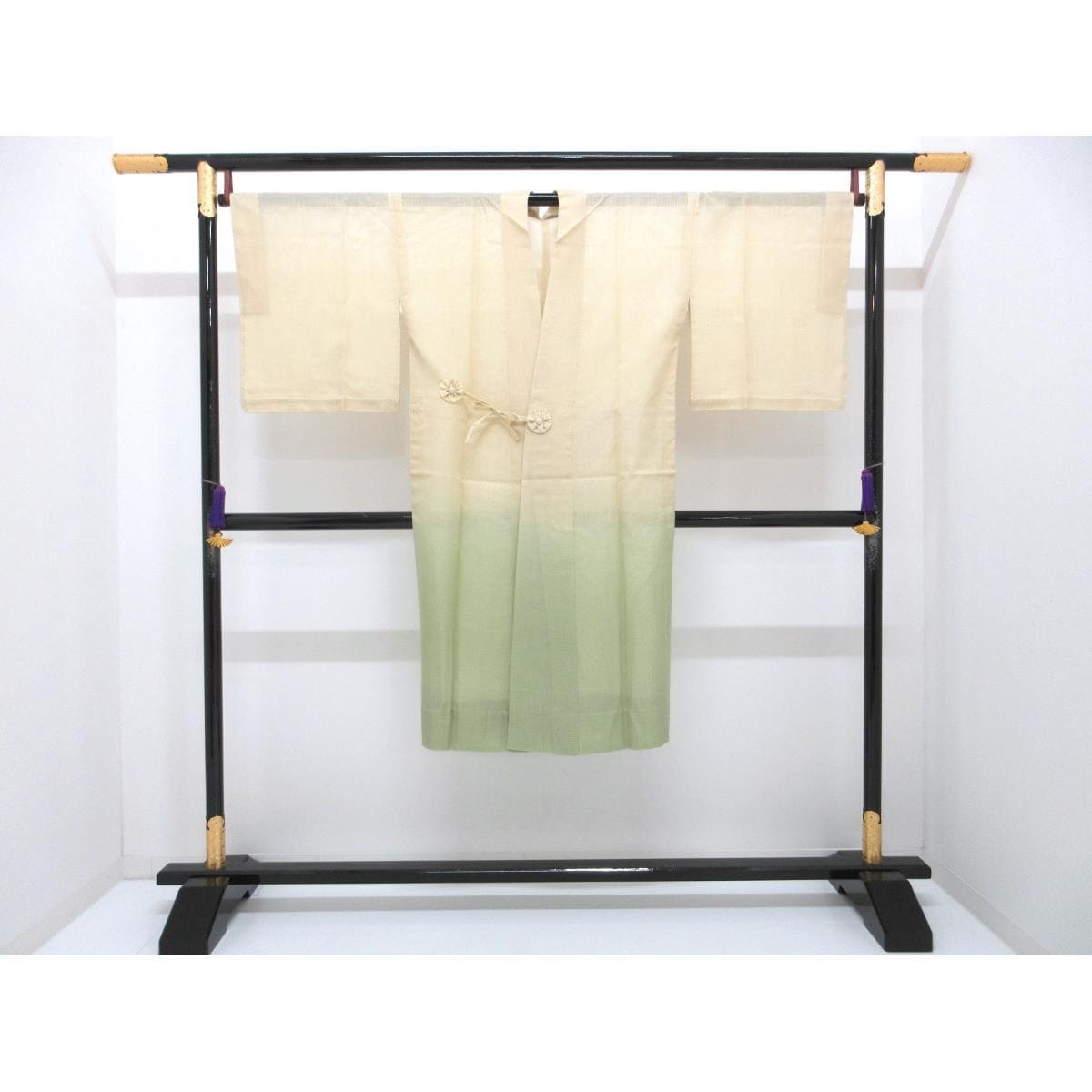 【未使用品】お洒落コート　単衣絹紅梅　ボカシ染　ロング