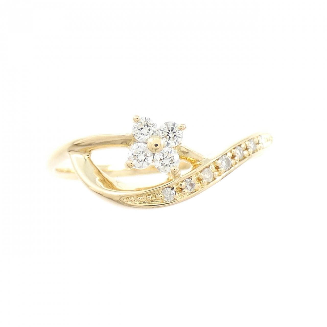 K18YG フラワー ダイヤモンド リング 0.15CT
