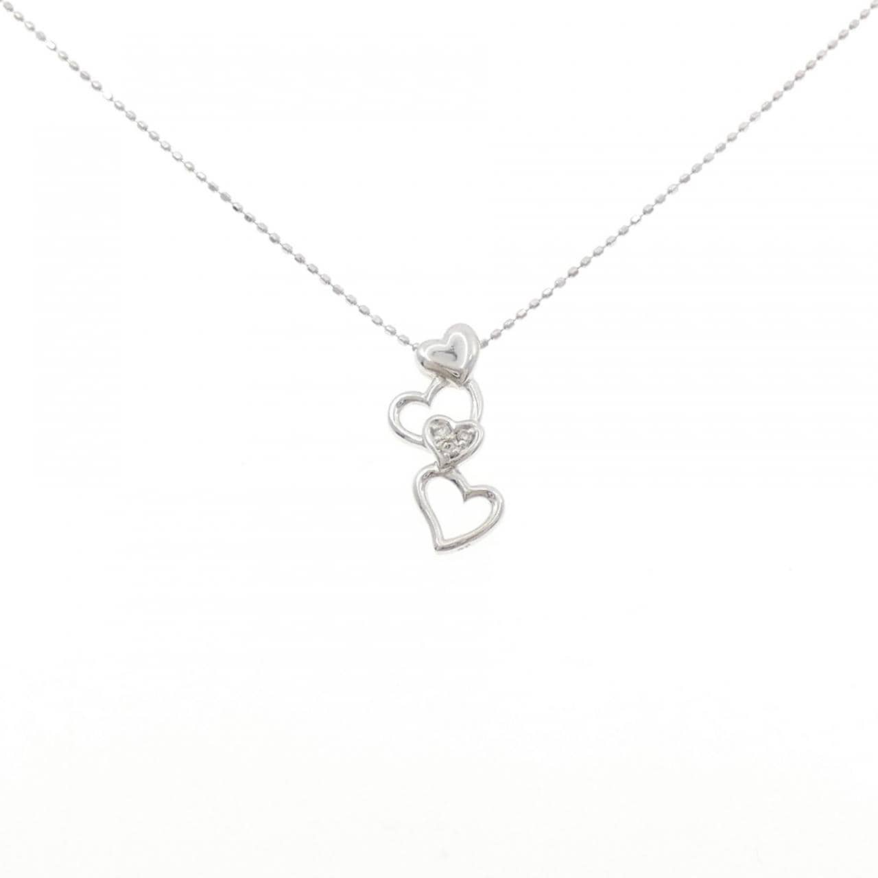 K18WG ハート ダイヤモンド ネックレス 0.02CT