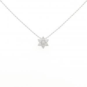K18WG フラワー ダイヤモンド ネックレス 0.20CT