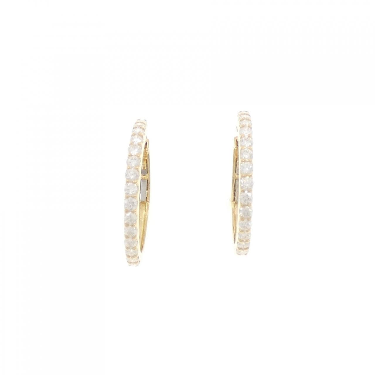 【新品】K18YG フープ ダイヤモンド ピアス 0.802CT