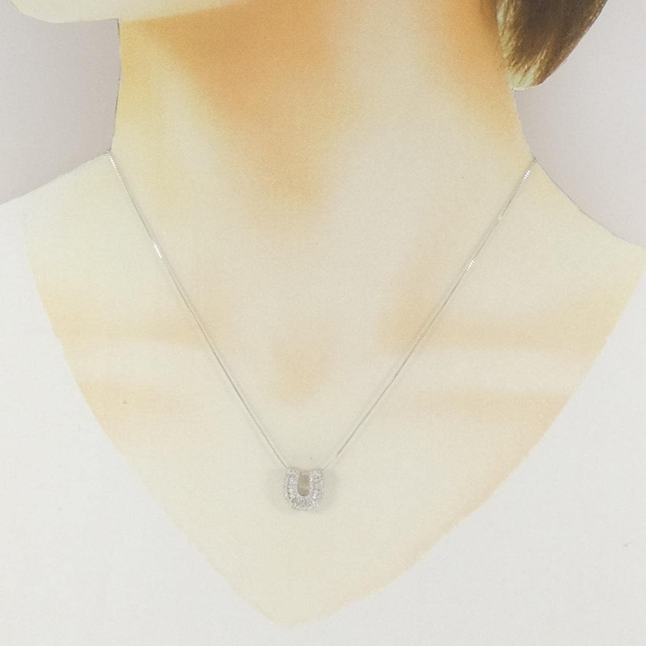 K18WG ホースシュー ダイヤモンド ネックレス 0.40CT