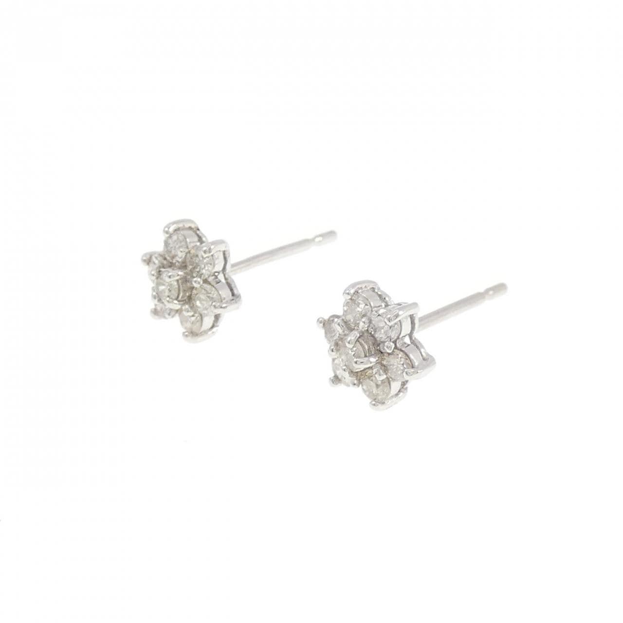 PT900 フラワー ダイヤモンド ピアス 0.30CT
