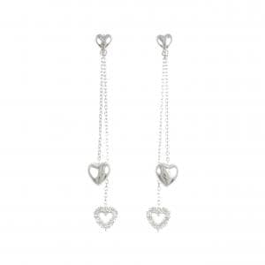 K18WG ハート ダイヤモンド ピアス