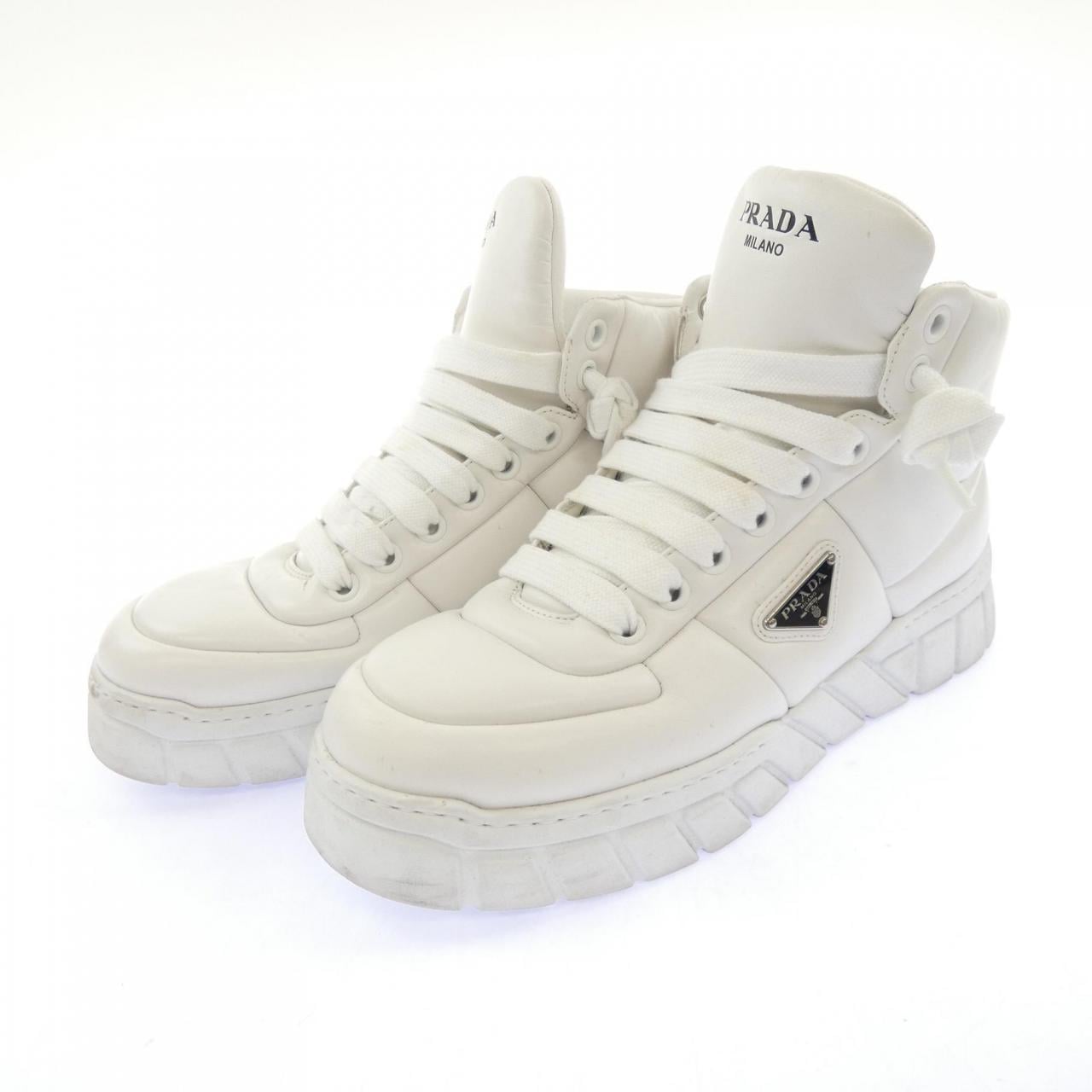 プラダ PRADA パデッドナッパレザー ハイトップ 2TE193 トライアングルロゴ スニーカー