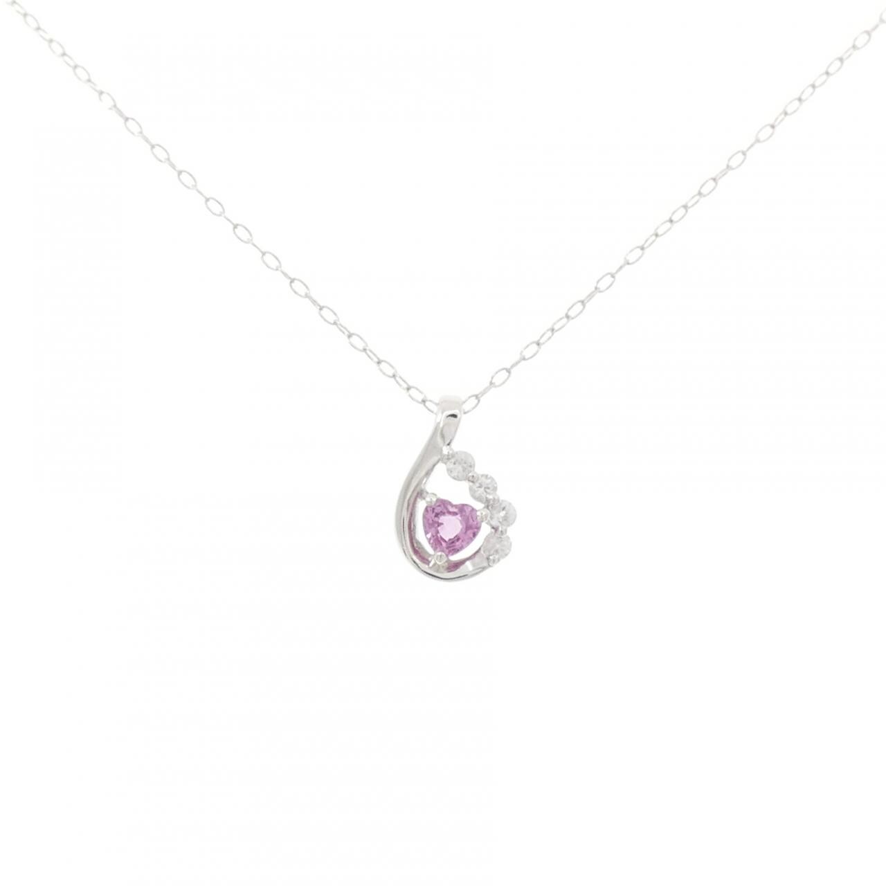 K10WG ハート サファイヤ ネックレス 0.13CT