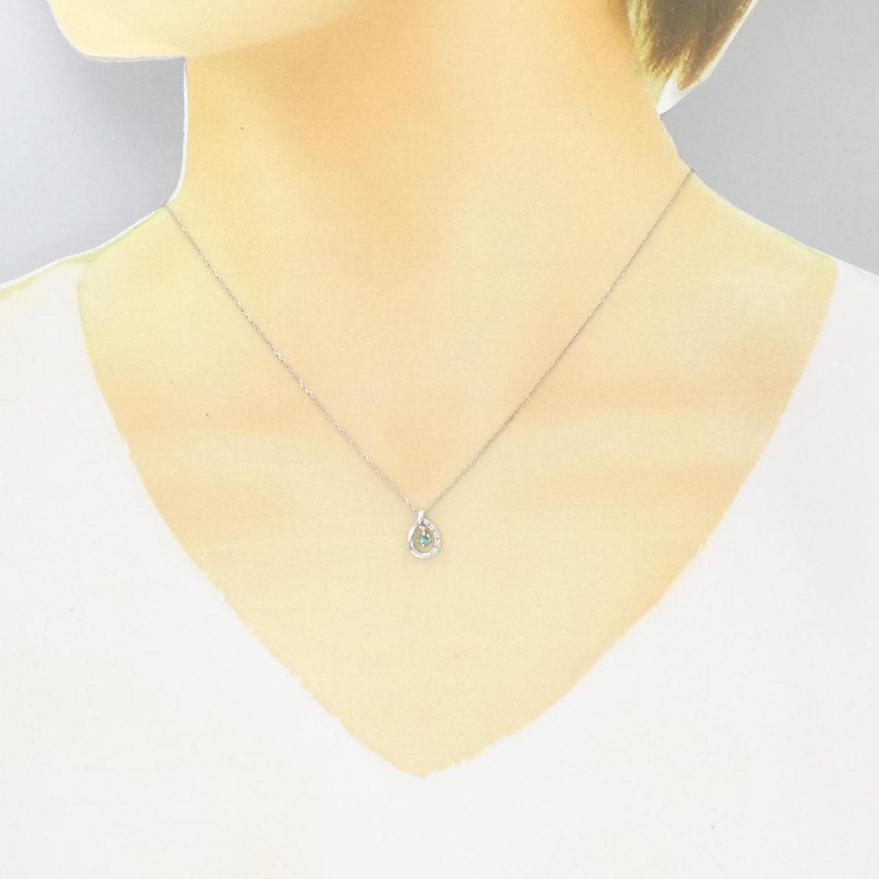 K18WG Tourmaline necklace 0.05CT