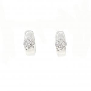 K18WG フラワー ダイヤモンド ピアス 0.16CT