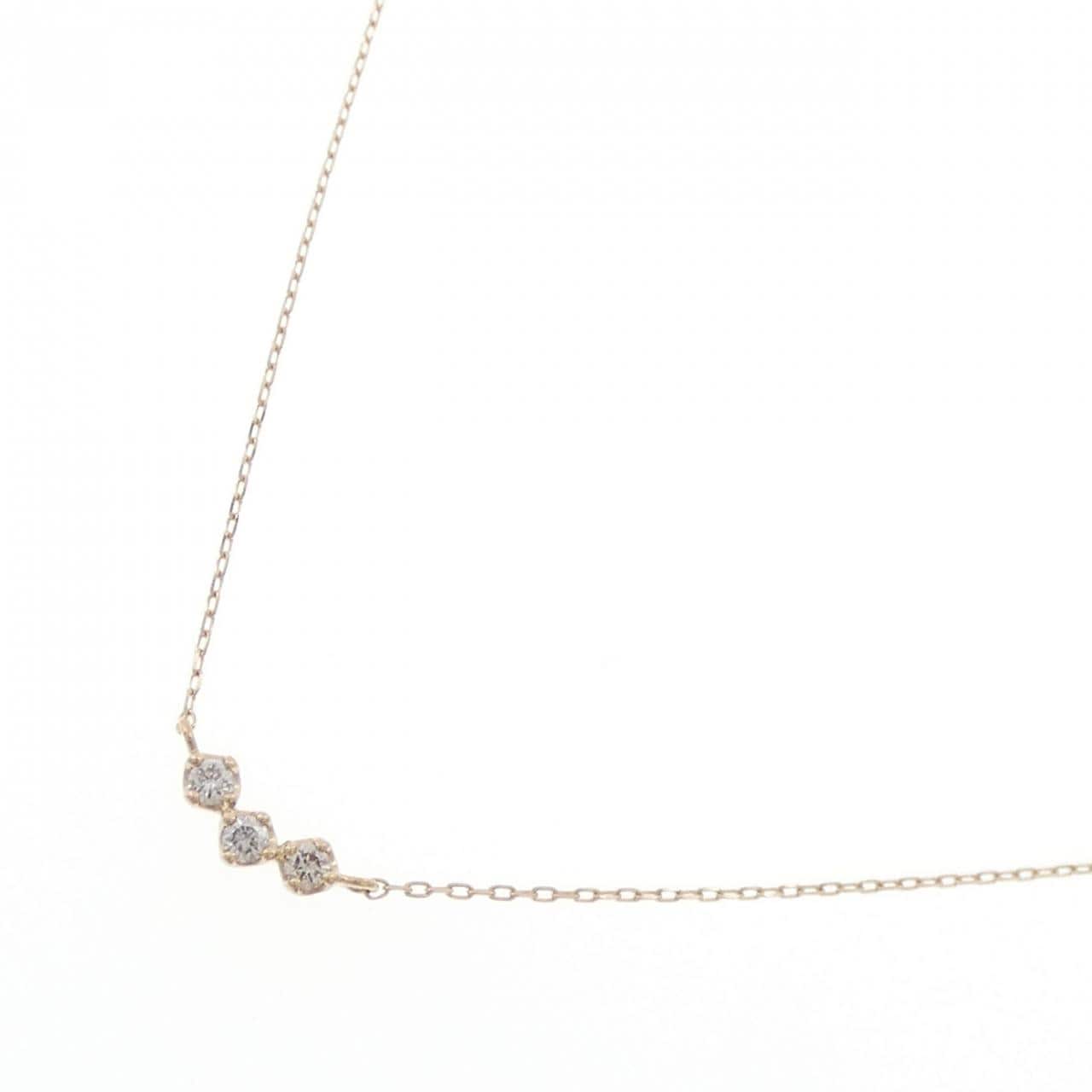 K18PG スリーストーン ダイヤモンド ネックレス